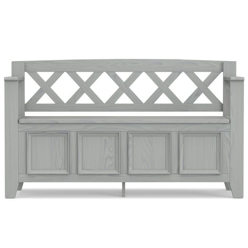 Amherst 48"W Solid Wood Entryway Storage Bench with Lift-Top Lid and Dual Compartments, Fog Gray