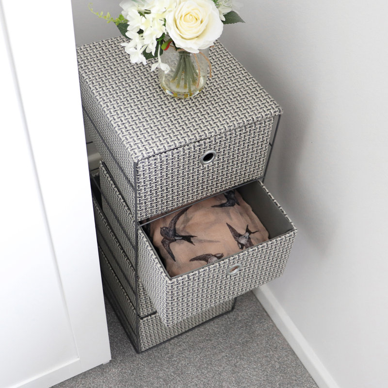 JVL Fabric Decorative Basket, Grey