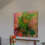 « great green perroquets » par evelia, reproduction d’art sur toile tendue-17215085