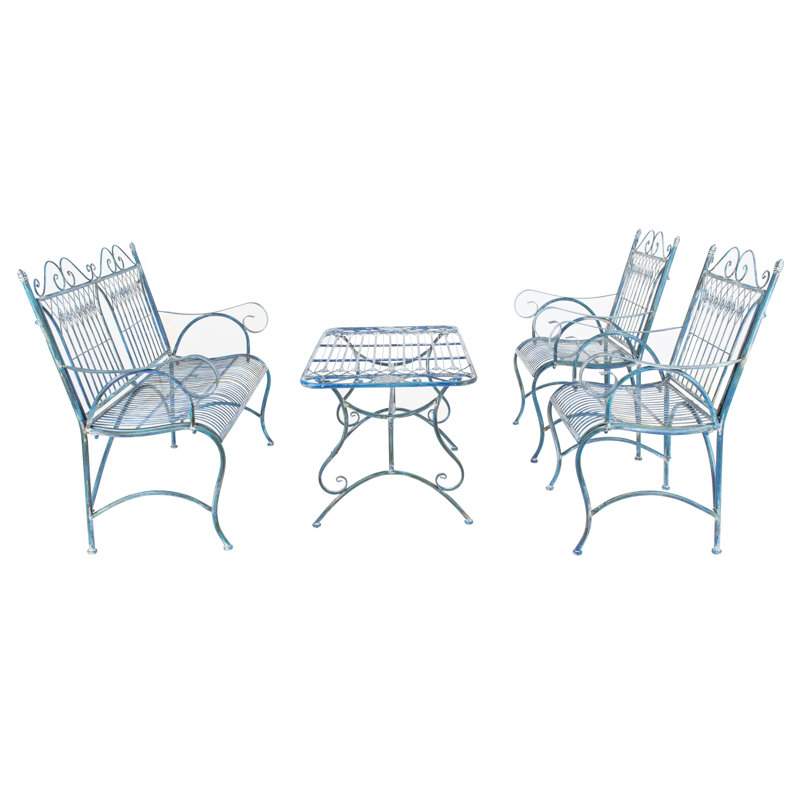 Aveley 4 Piece Sofa Seating Group, Antique Blue