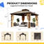 Pavillon de jardin en aluminium à toit rigide EROMMY, toit en acier galvanisé double, pavillon permanent toutes saisons, auvent extérieur avec rideaux et filet, conçu pour le spa, la terrasse, la cour arrière