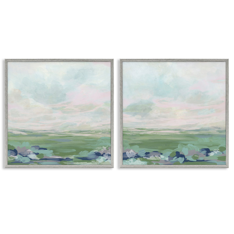  Abstrait dégradé, paysages, ensemble de 2 giclées par June Erica Vess, H 24 po x l 24 po, Estampe numérique Farmhouse