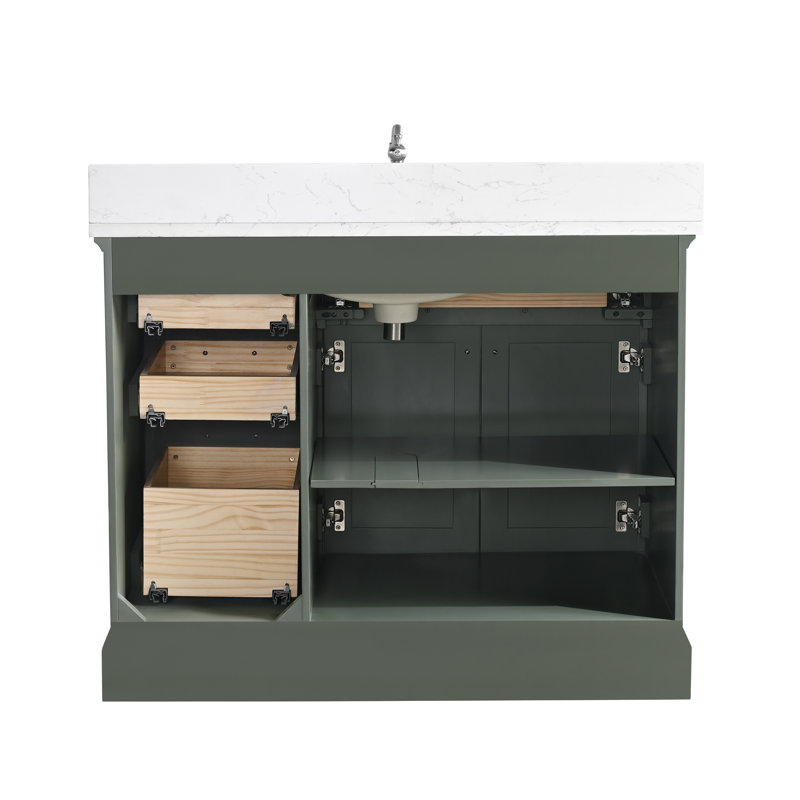 Ensemble de meuble-lavabo simple 42 po Aanayah, Vert rétro