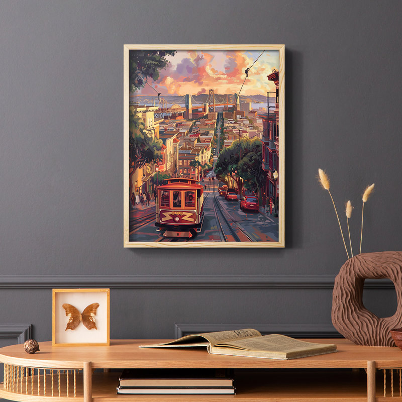 Paysages de la série Cccxl - reproduction encadrée de qualité supérieure - prête à être accrochée - aucun clou requis