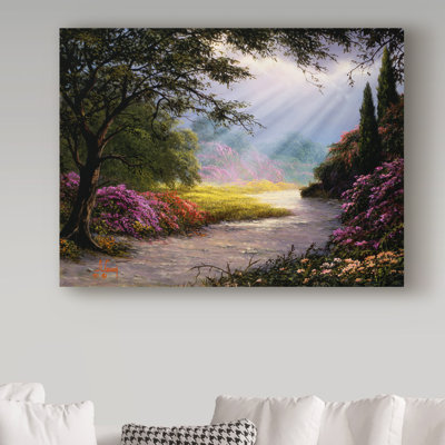 Fikes «Garden Scene 2», reproduction de peinture à l'huile sur toile tendue