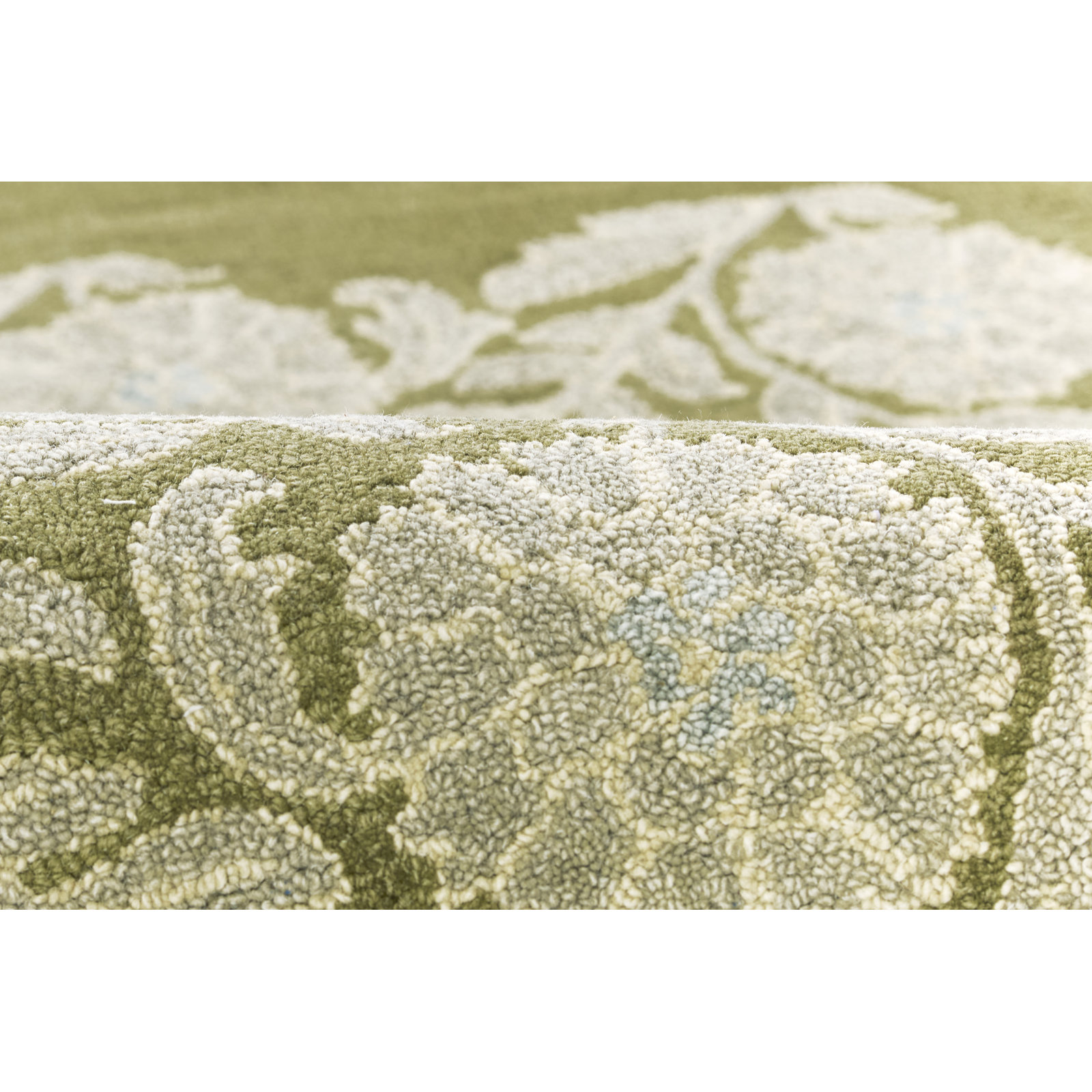 Eleanora Hand Tufted Wool Floral Green Area Rug, 2'6" X 8' Runner