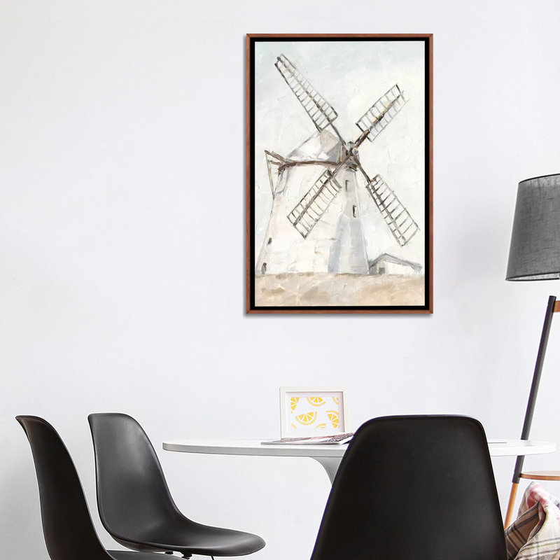 «European Windmill II» par Ethan Harper - reproduction d'art, H 32 po x l 24 po x P 1 po, Blanc, Papier encadré noir