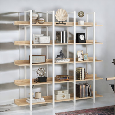 Bibliothèque double H 70,5 "x l 70,9" en bois à 5 niveaux