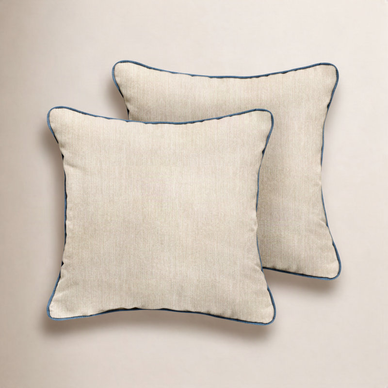 Housse et insert de coussin carré extérieur Jaclyn, 24 po x 24 po, Bleu / pierre ponce