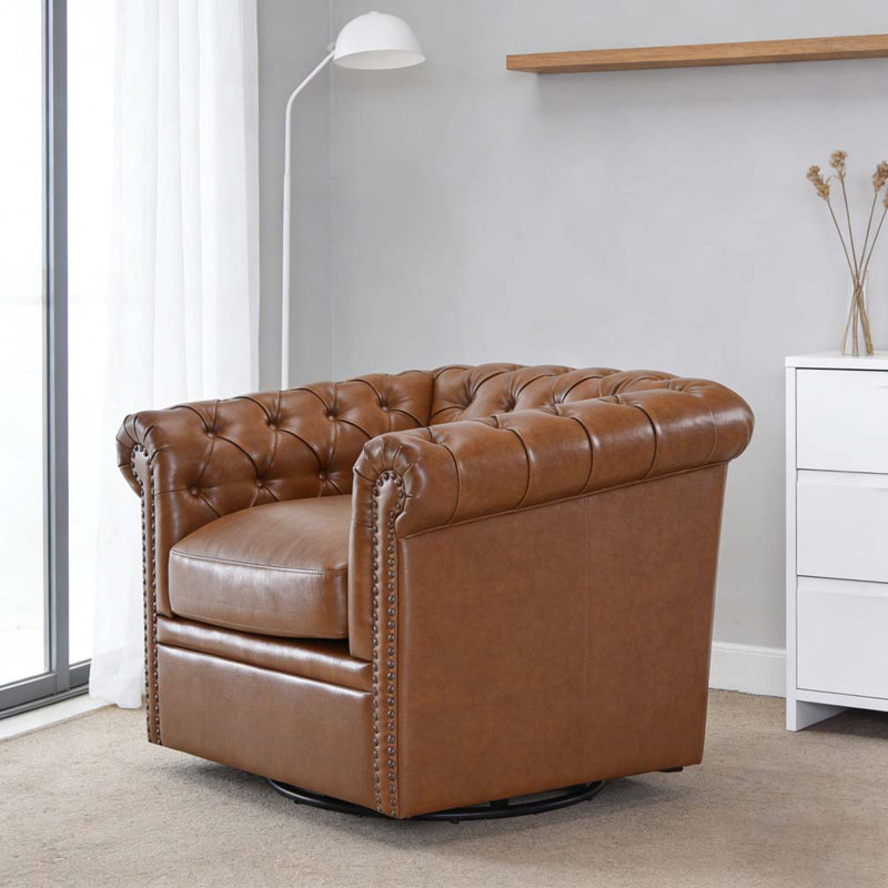 Fauteuil club pivotant Chesterfield, Cognac