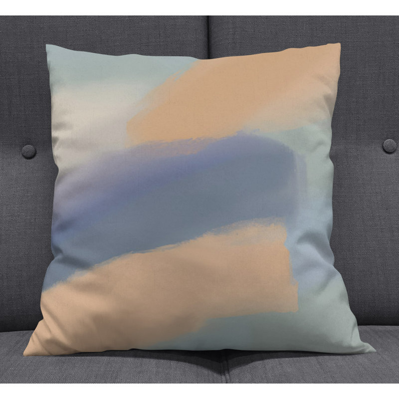 Throw Pillow With Insert, 20"H x 20"W, Blue/Orange Abstract 9