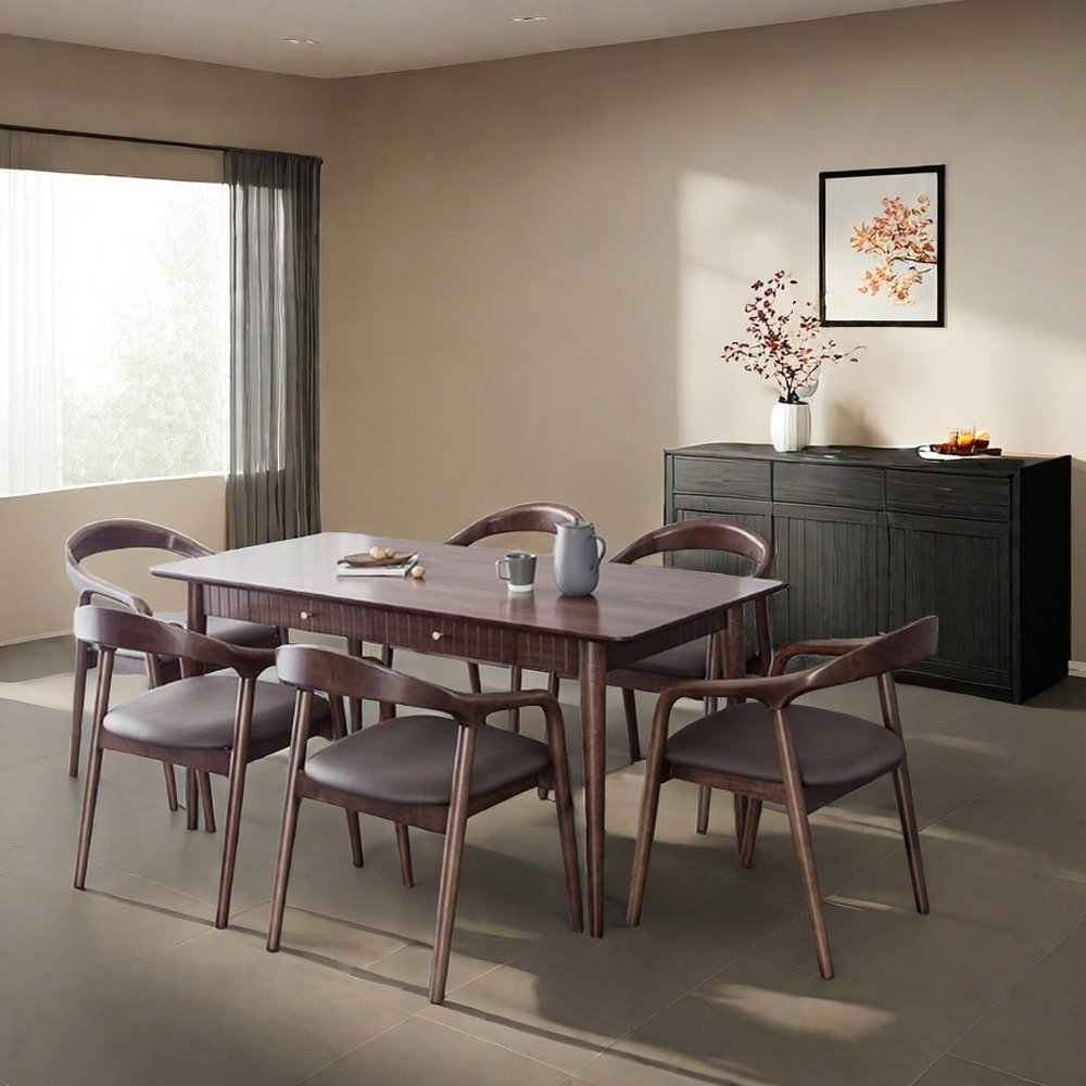 A Zoetic Home Dark Brown Rectangular Retro Table And Chair Set ...