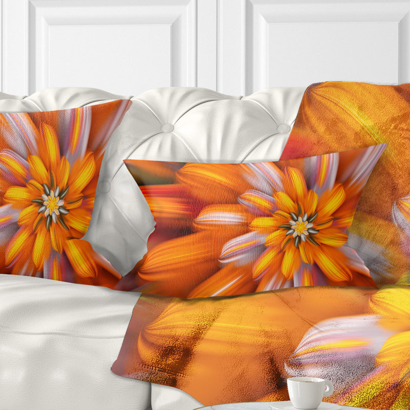 Coussin lombaire floral à grande fleur, Orange