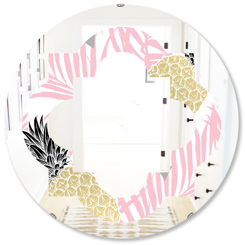 Miroir mural Quatrefoil, 23,6 po x 23,6 po, Feuilles d'ananas