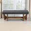 Banc Parkchester en tissu d'ameublement gris foncé et bois fini noyer, H 17,5 po x l 48,4 po x P 17,9 po-165903759
