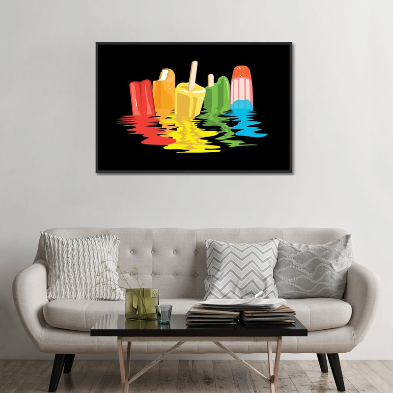 « fusion des rêves d’été », impression sur toile tendue, H 18 po x l 26 po x P 1,5 po, Toile avec cadre noir, Pas de tapis