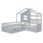 Lit plateforme House avec deux tiroirs et une tablette de rangement-783626966