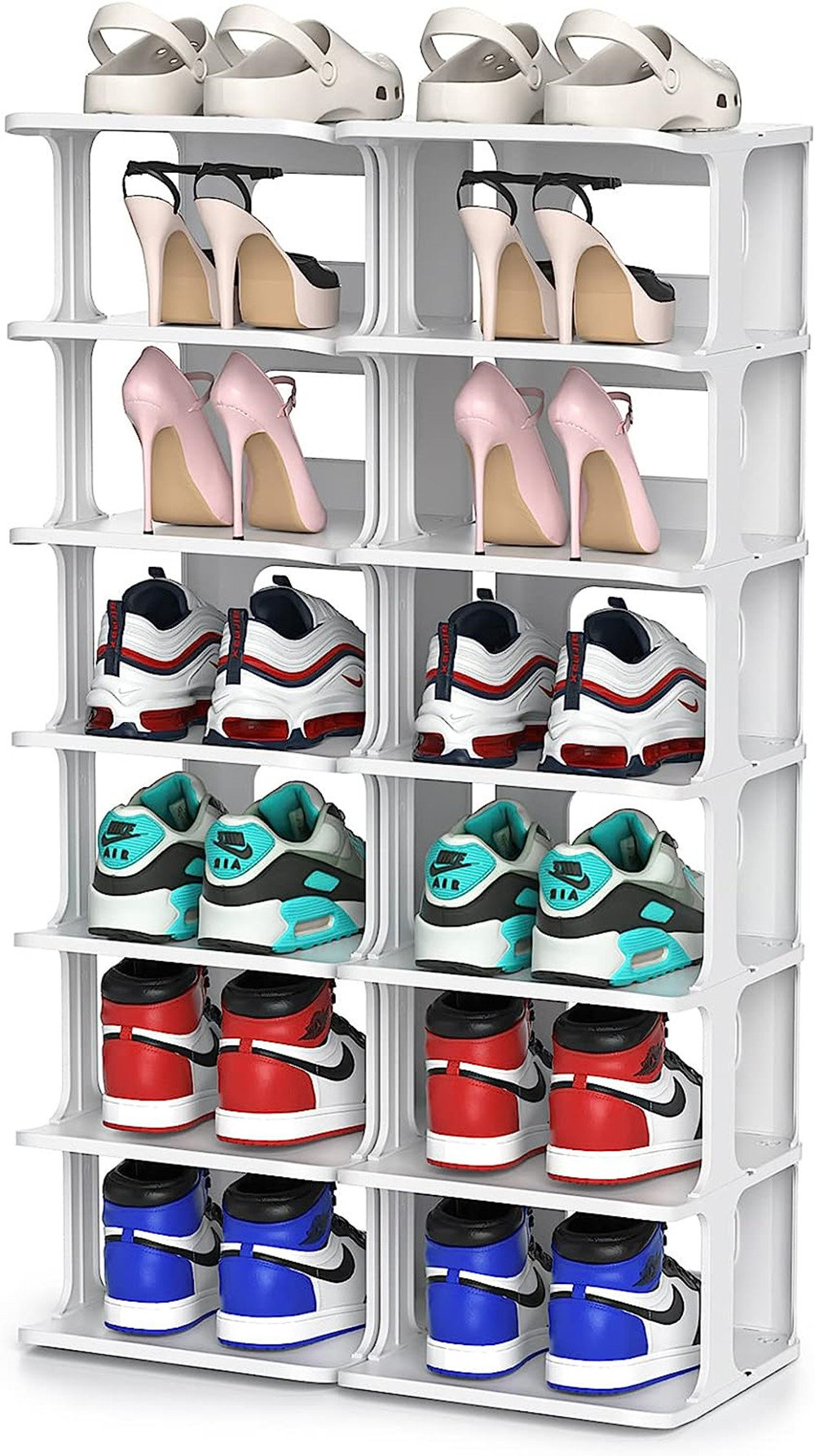Stackable Shoe Rack Ribbon Rack Rebrilliant 6-Tier Flexible Combination 14 Pair Stackable Shoe Rack ...