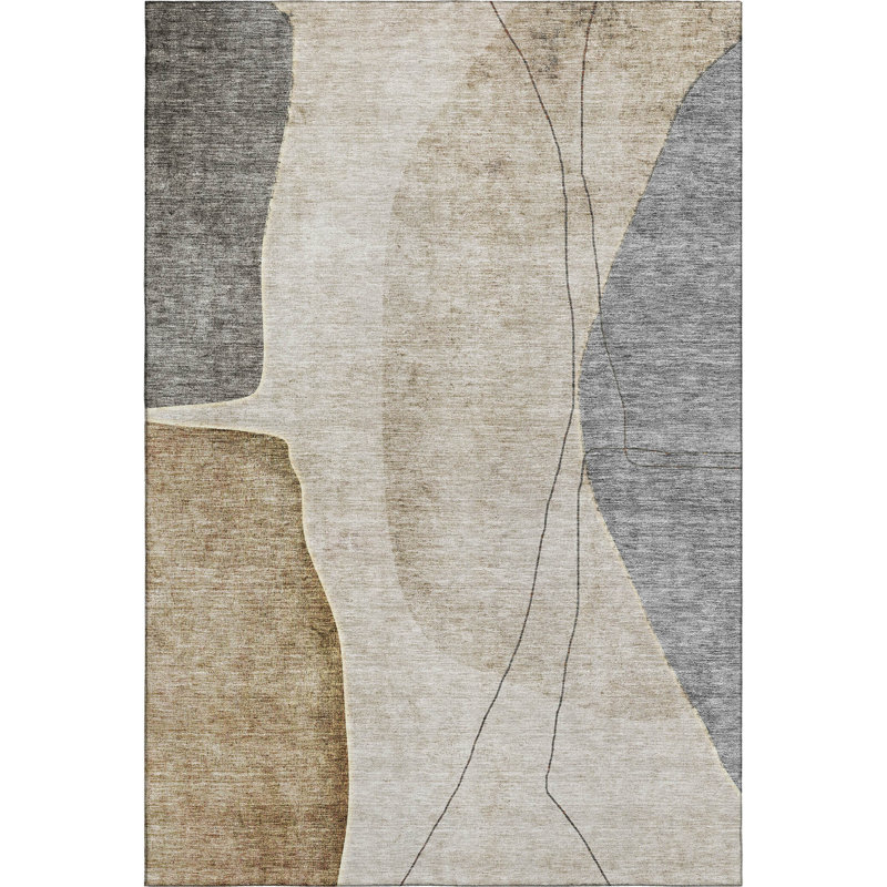 Premium Machine Washable Prisco Taupe Rug, Rectangle 8' x 10'