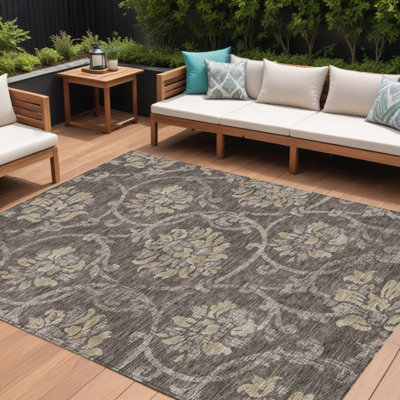 Tapis intérieur lavable floral beige 8 pi x 10 pi brun