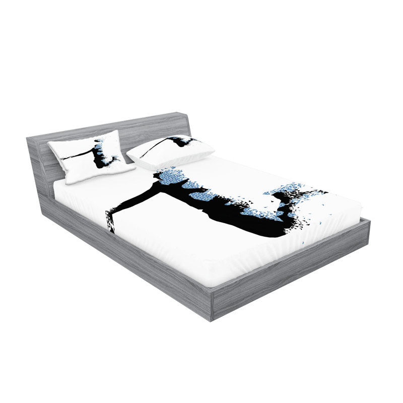 Drap-housse et coussin décoratif Ambesonne Sports bleu pâle / noir, Ensemble de draps pour très grand lit californien