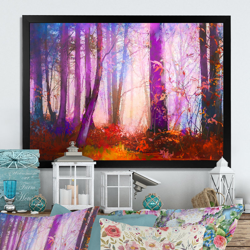 «Abstract Mystic Autumn Forest», reproduction sur toile flottante, Cadre photo noir, H 30 po x l 40 po x P 1,5 po