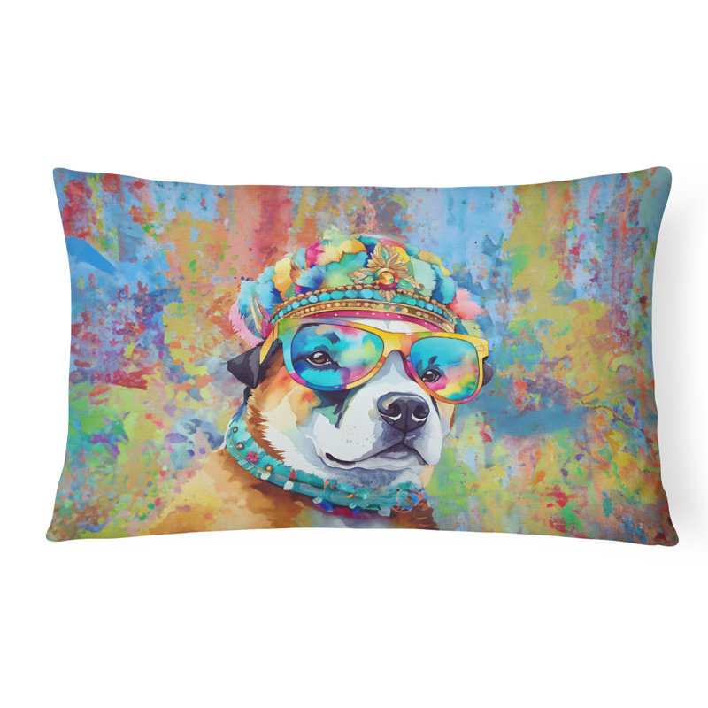 Akita Hippie Dawg Fabric Decorative Pillow