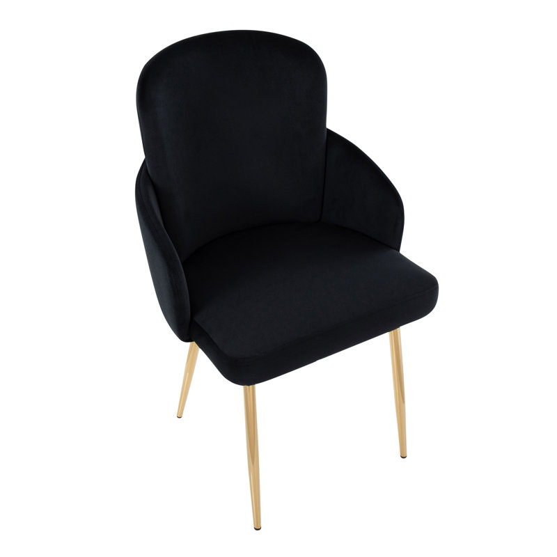 Jaquavia Fabric Upholstered Arm Chair in Cream, Black Velvet, Gold