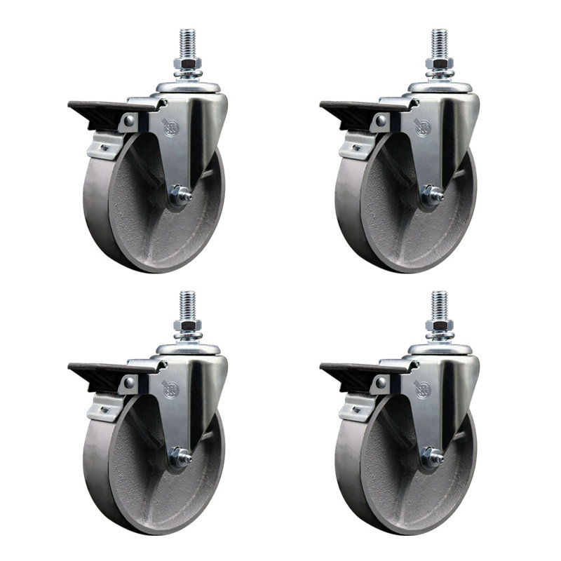 Steel 10MM Threaded Stem Caster with Brake