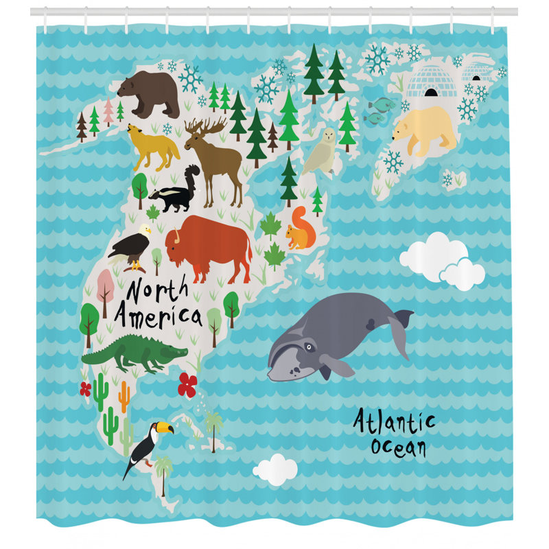 Ensemble de rideau de douche et crochets north america, H 70 po x l 69 po