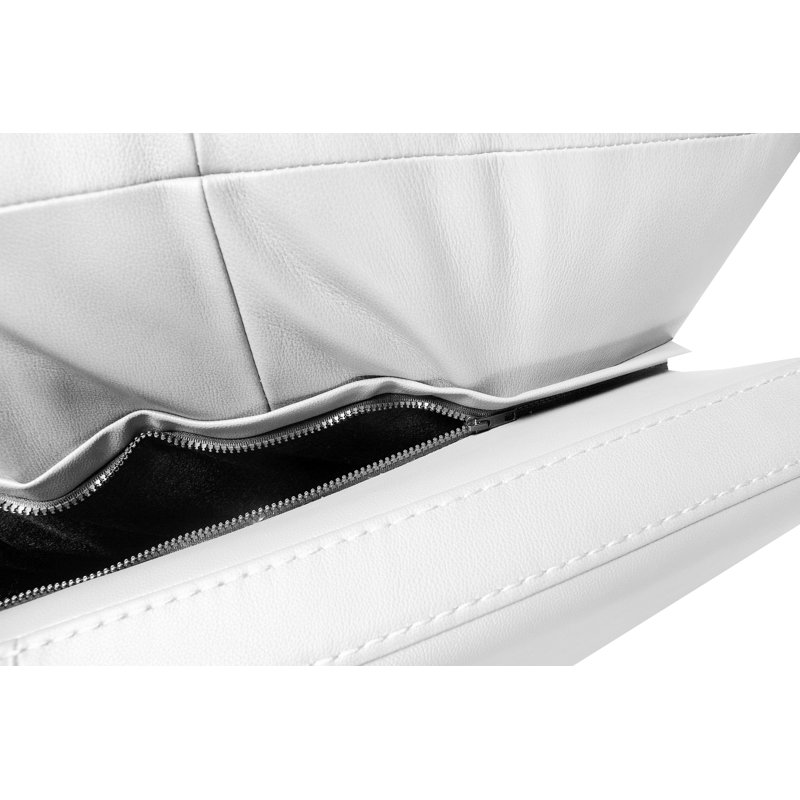 Modular Leather Sectional with Ottoman, Large 5 Seats Tufted Cushion, White Faux Leather