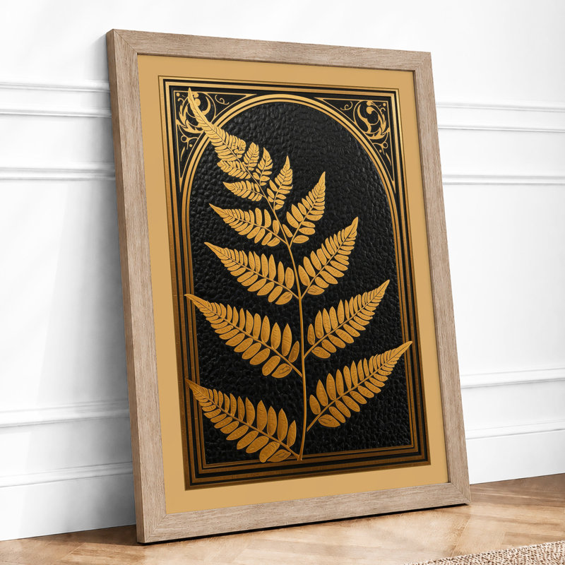 Golden Fern Study Botanical - Framed Print, A1 - 84.1 x 59.4 cm, Oak