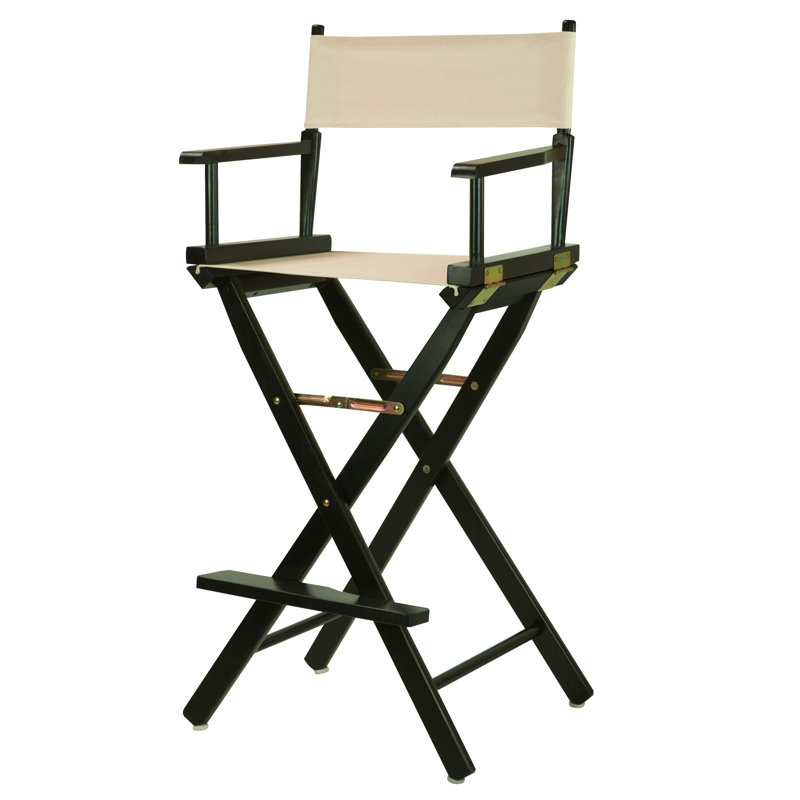 30" Folding Director Chair with Canvas, Natural/Wheat, Black