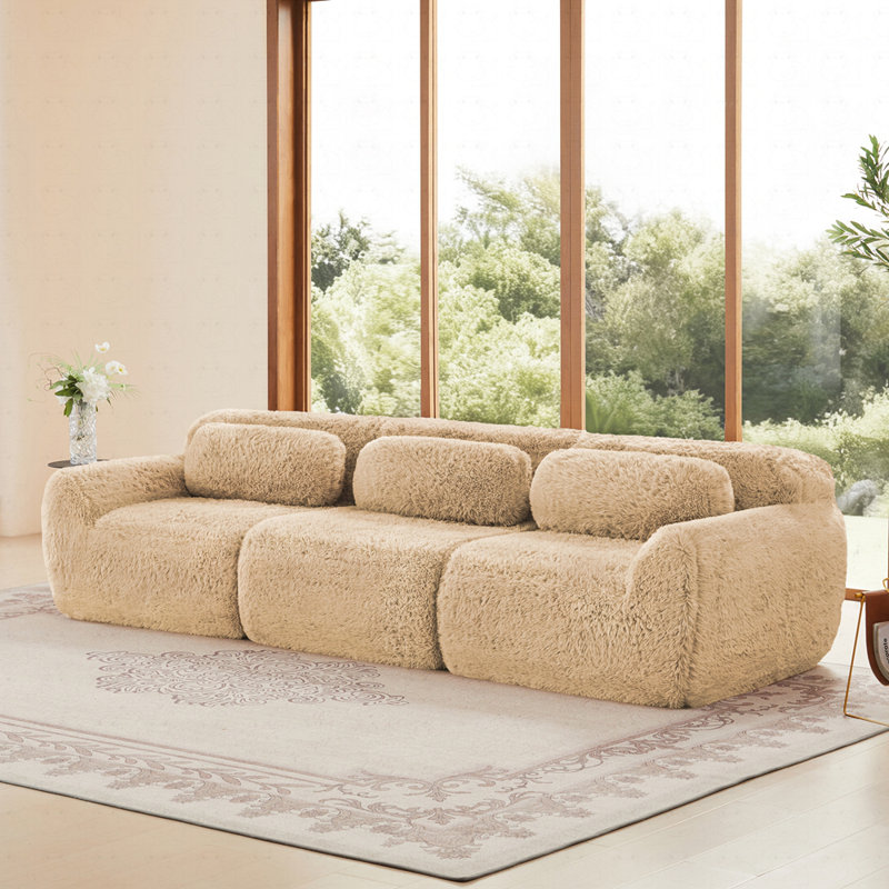 Canapé 3 places, Kaki pâle, 3, 28.7" H x 114.6" W x 40.9" D