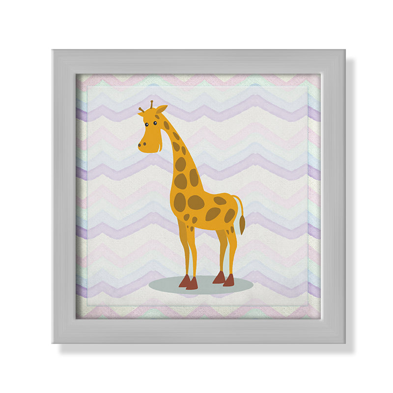Décalcomanie murale «Pink Giraffe Time», Encadré de boîte blanc, H 8 po x l 8 po x P 1,18 po