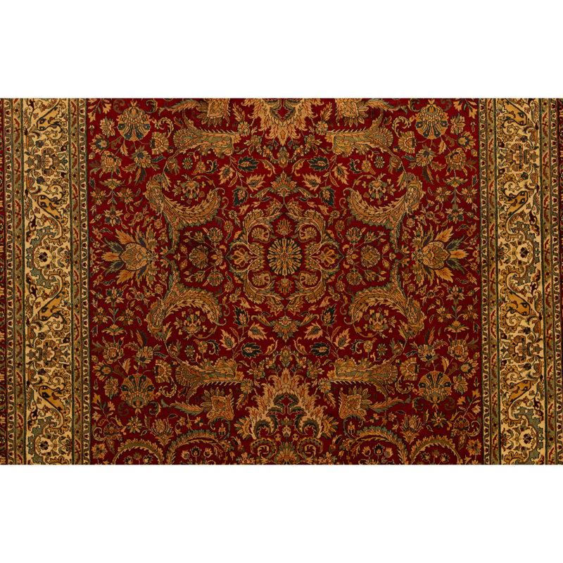 High-Quality Hand-Knotted Wine And Cream Area Rug