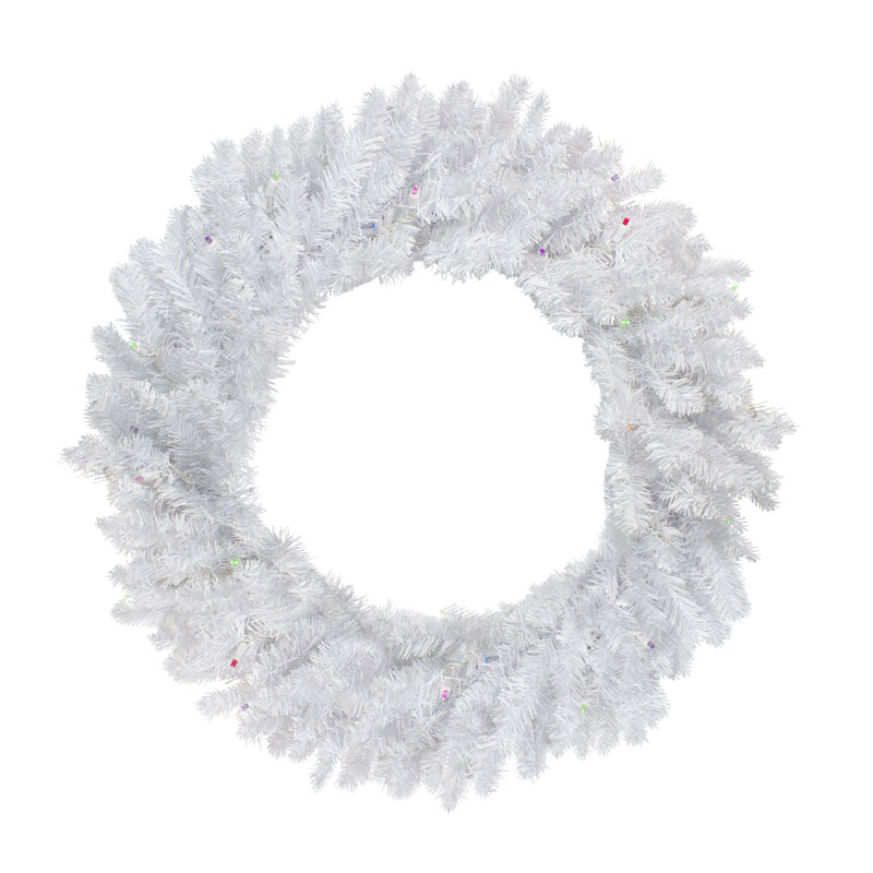 30" Pre-Lit LED Snow White Christmas Wreath - Multicolor Lights