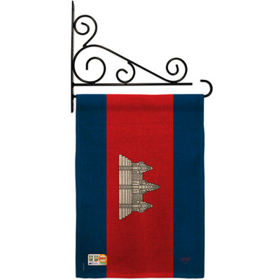 En toile jute à 2 côtés 19 x 13 po de cambodge drapeau de jardin