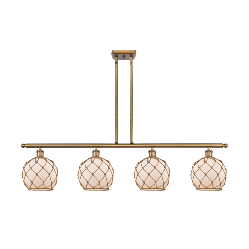 Luminaire suspendu linéaire à 4 lumières pour îlot de cuisine Hillhouse, Ampoule non incluse, Laiton brossé