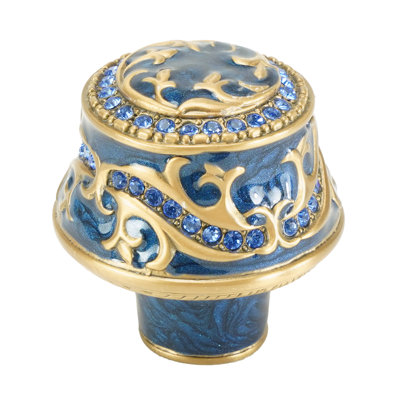 PORTLAND KNOB; EVERGREEN; DECORATED WITH SWAROVSKI® PERIDOT CRYSTAL; MUSEUM GOLD