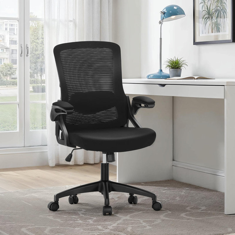 Harvin Ergonomic Mesh Office Chair with Adjustable Lumbar & Flip-Up Armrests, Black, No