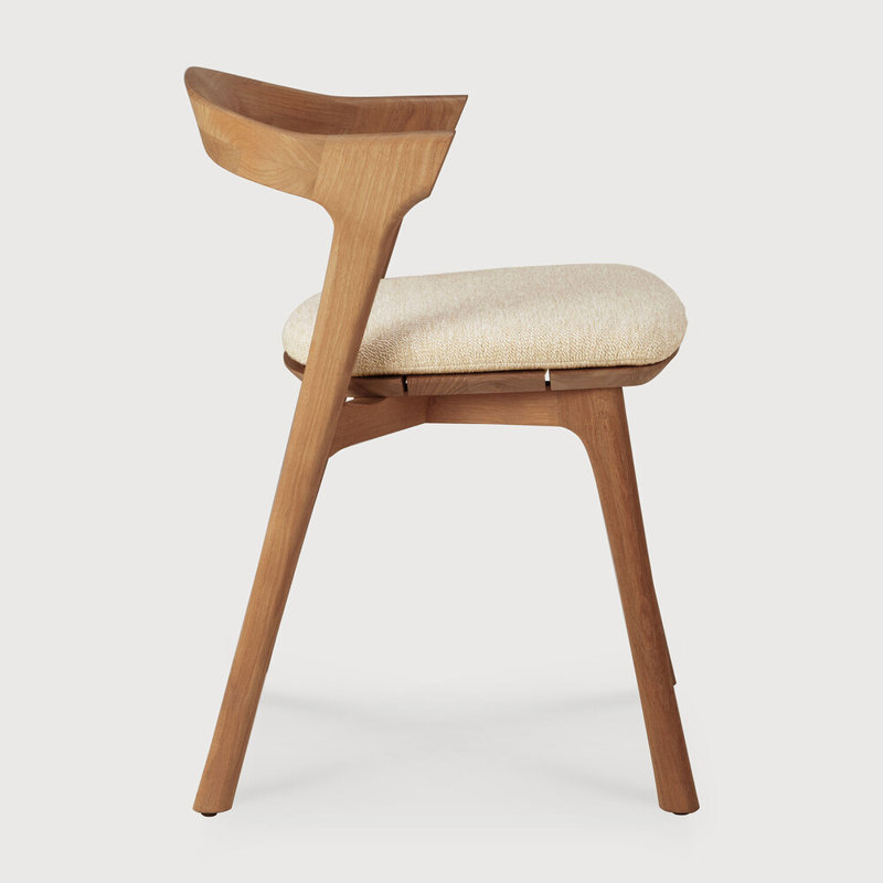 Bok Outdoor Dining Side Chair, Teak  Frame/Natural Cushion