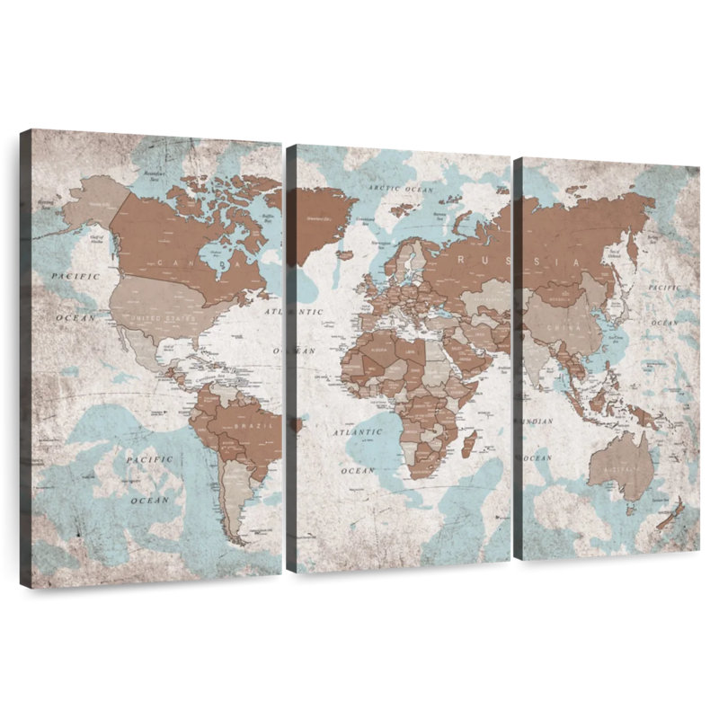 Keiri Geographic World Map VI, 28" H x 45" W