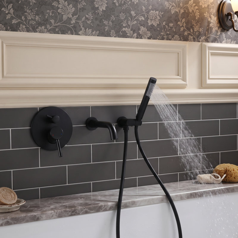 Wall Bath Faucet with Diverter, Matte Black