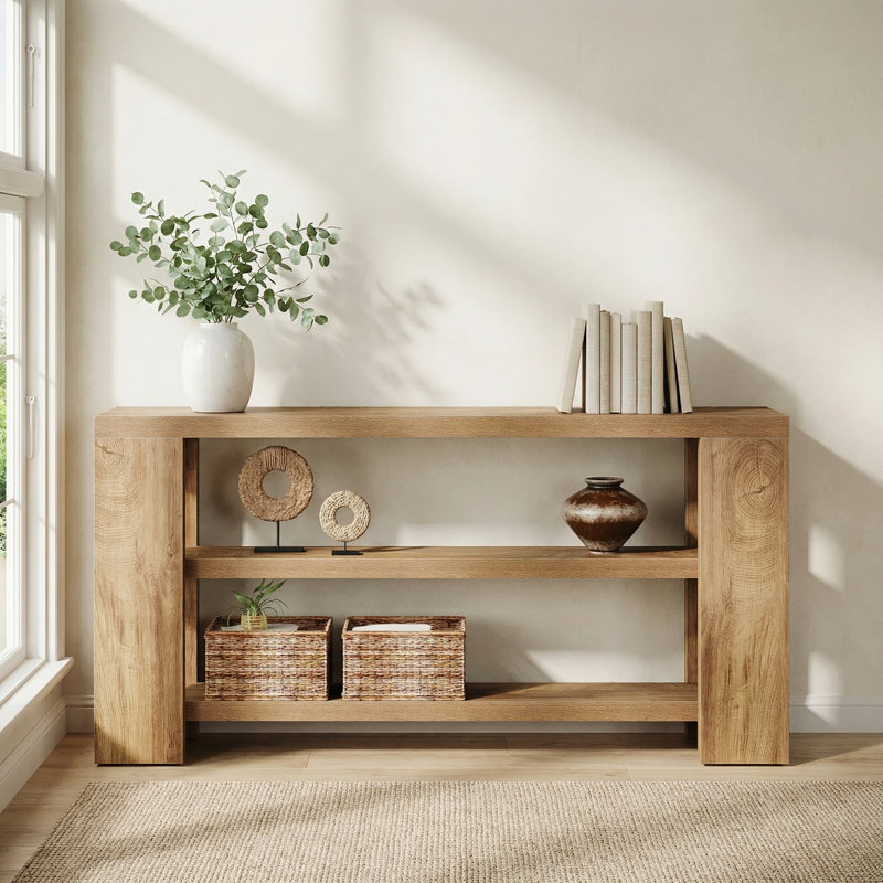 70.9" Farmhouse Console Table with 2 Storage Shelves, Narrow Sofa Table Behind Couch and Entryway Table for Living Room, Hallway