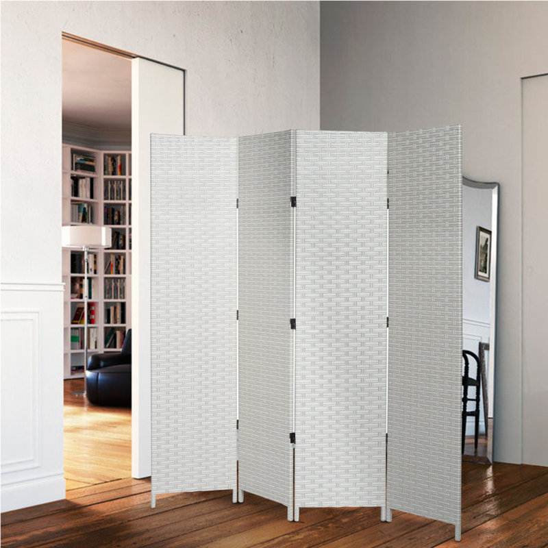 160.6Cm W x 169.7Cm H 4 - Panel Solid Wood Room Divider, White