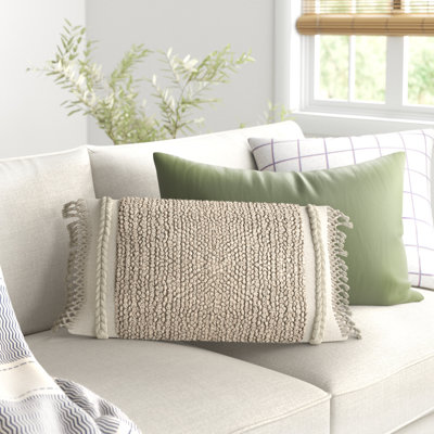 Fringed Reversible Throw Pillow