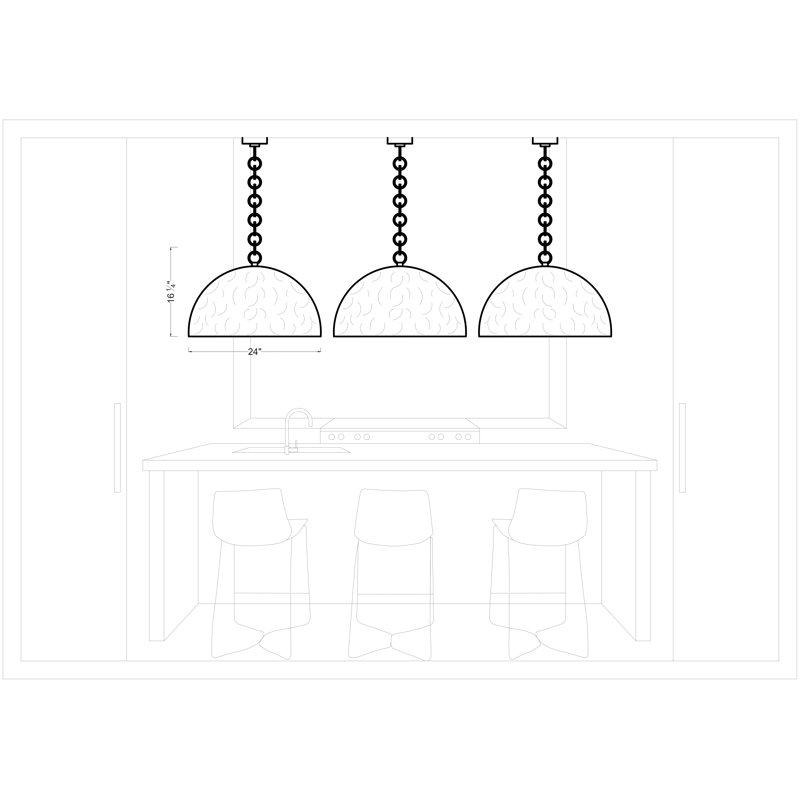 1 - Light Dome Pendant, Aged Iron