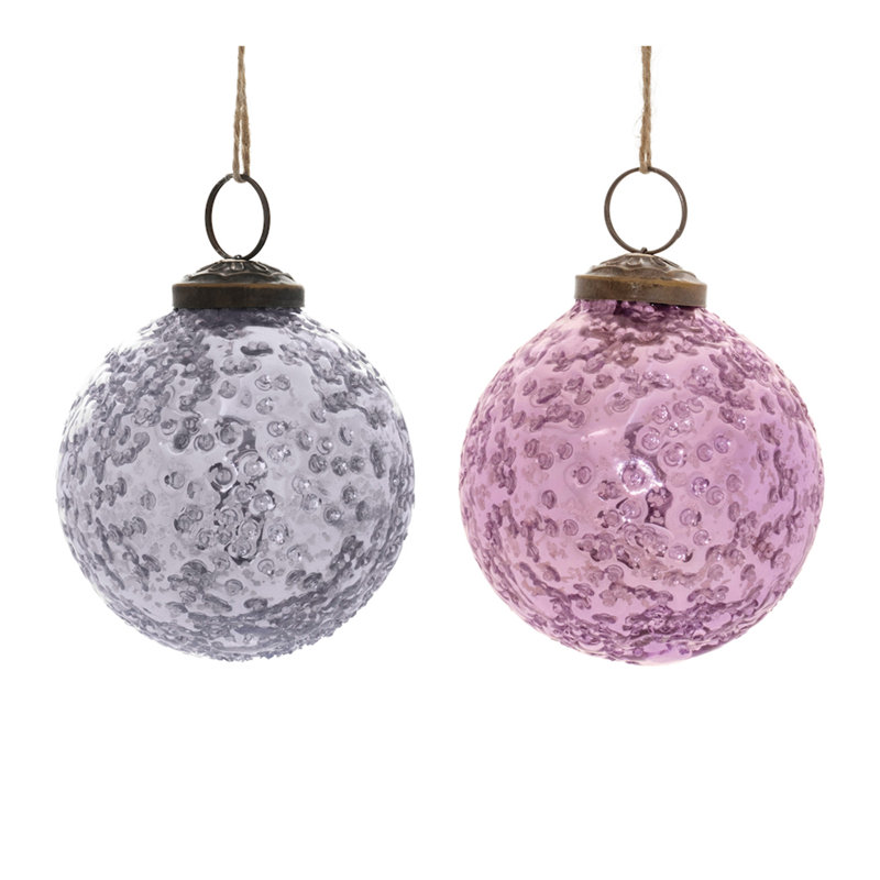 Distressed Glass Ball Ornament (Set of 6), Purple