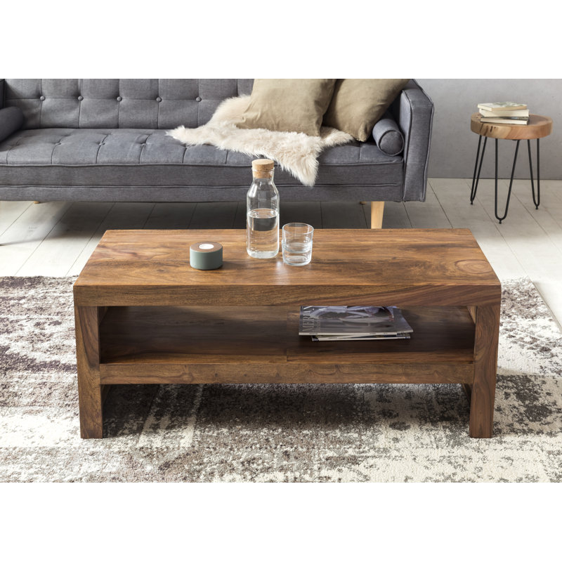 Mumbai Solid Wood Trestle Coffee Table with Storage, Sheesham
